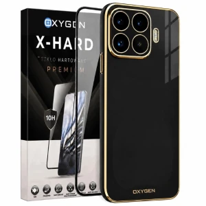 Etui na telefon Xiaomi 17T Czarne Oxygen GLOW + Szkło Hartowane X-HARD