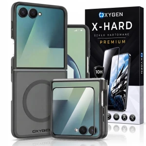 Etui na telefon Samsung Galaxy Z Flip8 Czarne Oxygen MAT MagSafe + Szkło Hartowane X-HARD