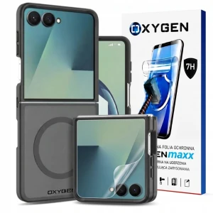 Etui na telefon Samsung Galaxy Z Flip8 Czarne Oxygen MAT MagSafe + Super Folia
