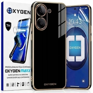 Etui na telefon POCO X8 Pro Czarne Oxygen GLOW + Super Folia