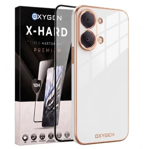 Etui na telefon POCO X8 Pro Max Białe Oxygen GLOW + Szkło Hartowane X-HARD