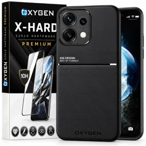 Etui na telefon Oppo Reno16 F Czarne Oxygen IQS + Szkło Hartowane X-HARD
