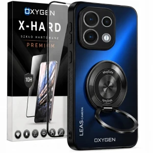 Etui na telefon Oppo Reno16 F Czarne Oxygen Leas MAGSAFE + Szkło Hartowane X-HARD