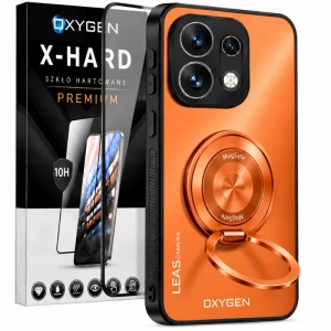 Etui na telefon Oppo Reno16 Pomarańczowe Oxygen Leas MAGSAFE + Szkło Hartowane X-HARD