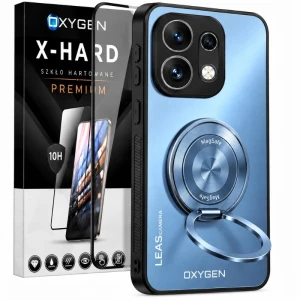 Etui na telefon Oppo Reno16 Niebieskie Oxygen Leas MAGSAFE + Szkło Hartowane X-HARD
