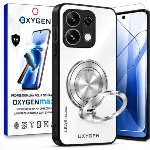 Etui na telefon Oppo Reno16 Białe Oxygen Leas MAGSAFE + Super Folia