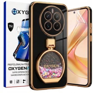Etui na telefon Realme 12 4G Czarne Oxygen ARIA + Super Folia