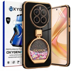 Etui na telefon Realme 12 PLUS Czarne Oxygen ARIA + Super Folia
