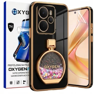 Etui na telefon Realme 14 5G Czarne Oxygen ARIA + Super Folia