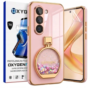 Etui na telefon Samsung Galaxy A18 Różowe Oxygen ARIA + Super Folia
