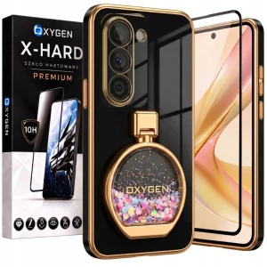 Etui na telefon Samsung Galaxy A18 Czarne Oxygen ARIA + Szkło Hartowane X-HARD