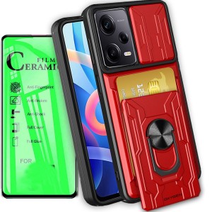 Etui na telefon Redmi Note 12 5G Oxygen MC Czerwone + Szkło Ceramiczne