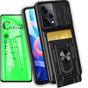 Etui na telefon Redmi Note 12 5G Oxygen MC Czarne + Szkło Ceramiczne